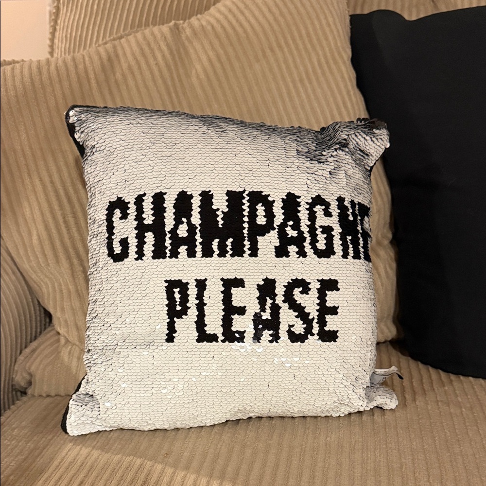 Sequin Pillow - Silver and Black